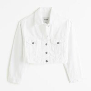 Abercrombie & Fitch White Cropped Denim Jacket
